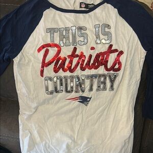 NFL Patriots Country Raglan Tee - Red, Silver, and Navy